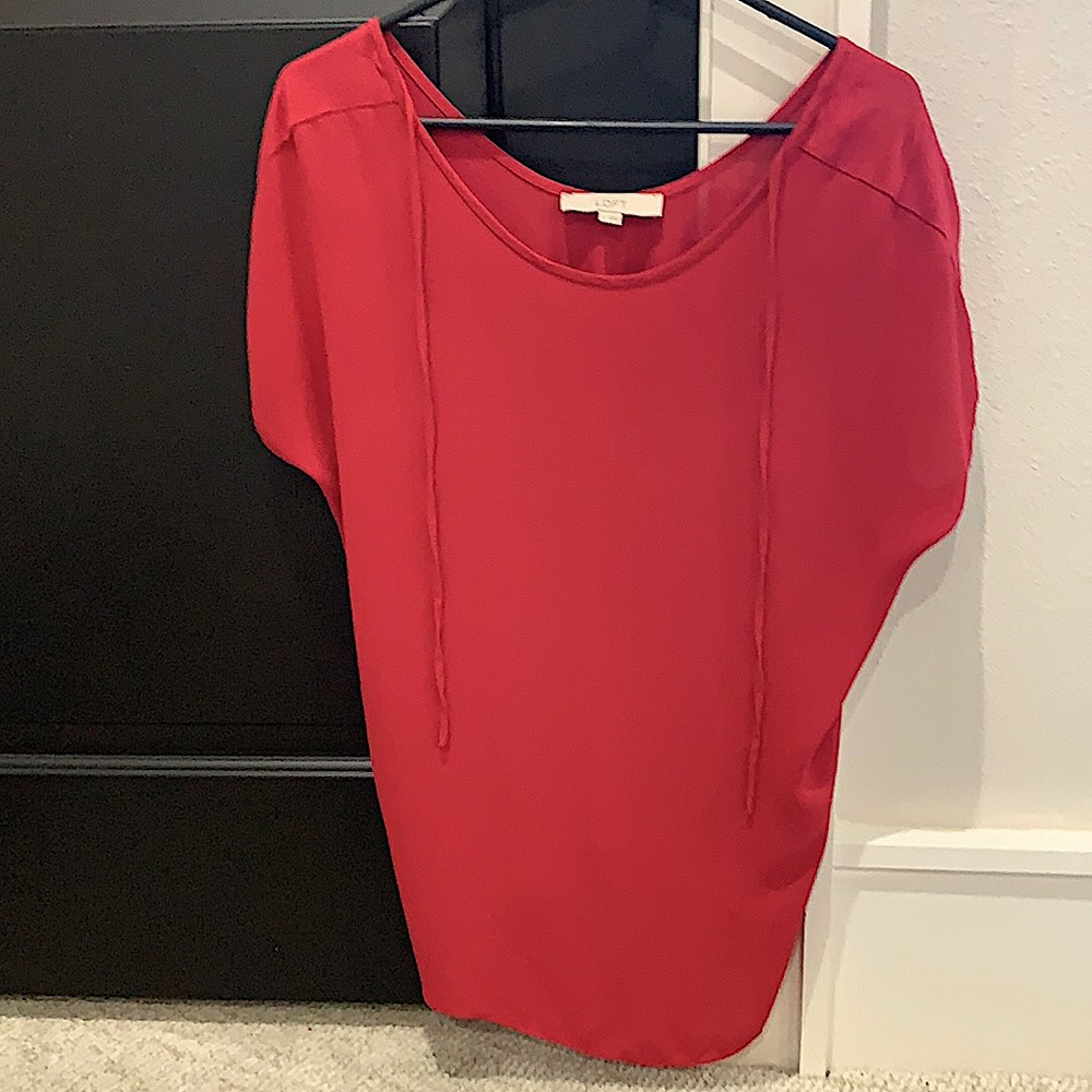LOFT dark red tee with strings